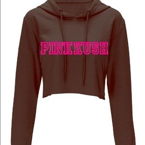 PINK KUSH CROP TOP HOODIE
